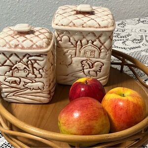 Quilted Farmhouse Otagiri ceramic canisters from 1982 Elness